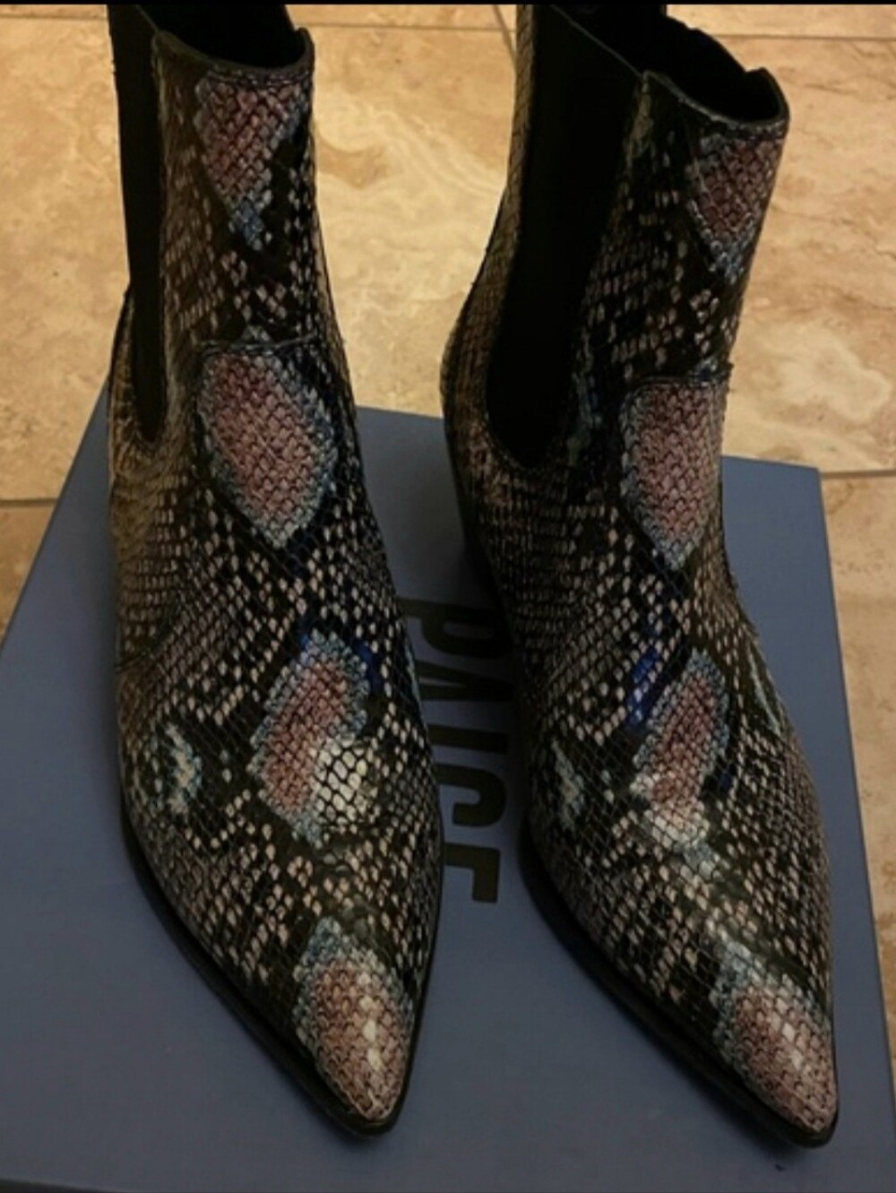 Paige Snakeskin Pattern Ankle Boots